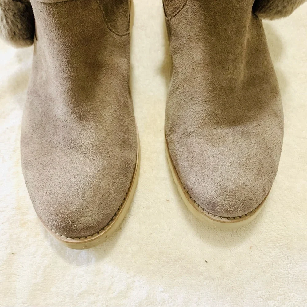 JACK ROGERS Vera gray suede Pom Pom boots size 9